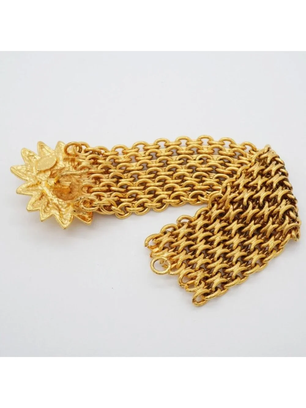 Chanel Bracelet Vintage CC Logo Lion Motif Gold Plated